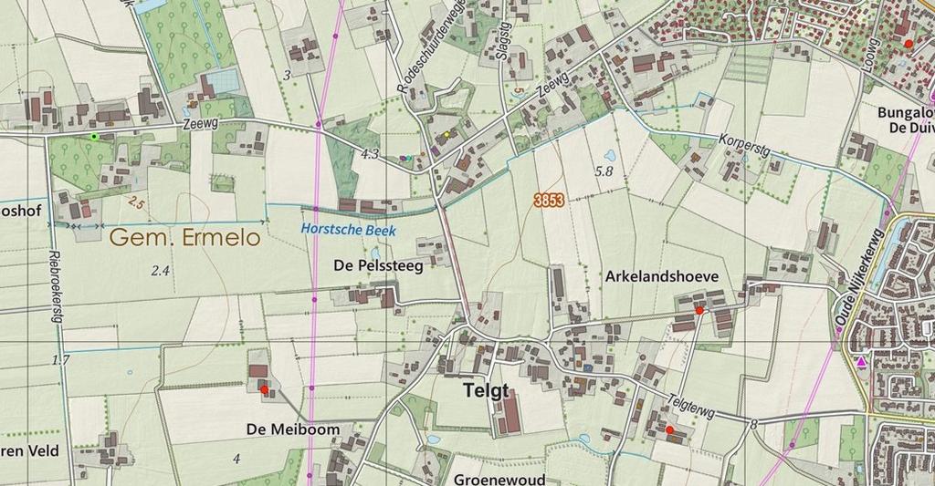 3 Administratieve gegevens Projectnummer 2015070302 Provincie Utrecht Gemeente Ermelo Plaats Ermelo Toponiem Telgterweg 321 en 323 Coördinaten 168.130; 479.240 Omvang plangebied ca.