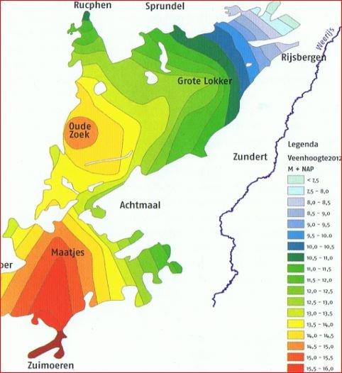 Afbeelding 5.Reconstructie van de veenhoogte ten oosten van het plangebied.