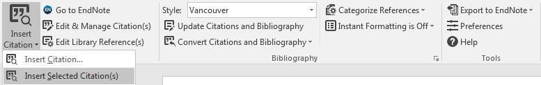 Cite while you write (CWYW) Selecteer in EndNote één of meerdere artikels die je als referentie(s) in Word wil gebruiken Meerdere artikels selecteren m.b.v.