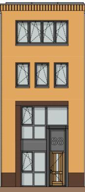 250 - voorzien van dubbele openslaande deuren Houten schuifpui met zijlicht woonkamer (2-delig waarvan 1 deel schuivend) 31 - schuivend deel vanaf niet-trapzijde Houten schuifpui woonkamer (3-delig