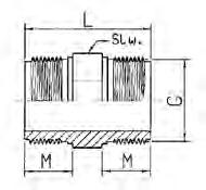 130 Verloopnippels 1 x buitendraad 1 x binnendraad G x G1 L M m A E Slw 1 / 2 x 3 / 8 35,4 15,0 11,4 24 23 24 3 / 4 x 1 / 2 41 16,3 15 26 28 30 1 x 3 / 4 46,3 19,1 16,3 30 34 36 1 1 / 4 x 1 / 2 48