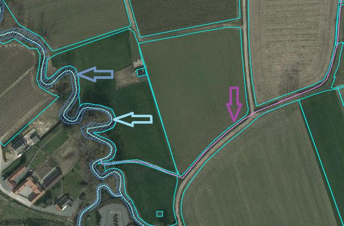 Teeltvrije zone 1 meter: Toepassingsgebied via E-Loket L&V Blauwe stippellijn: