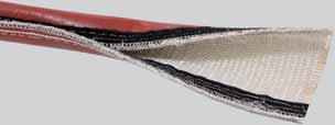 Hiproblanket Wrap H: Geweven glasvezeldeken, voorzien van een rode ijzeroxide siliconen rubberen mantel, hersluitbaar.