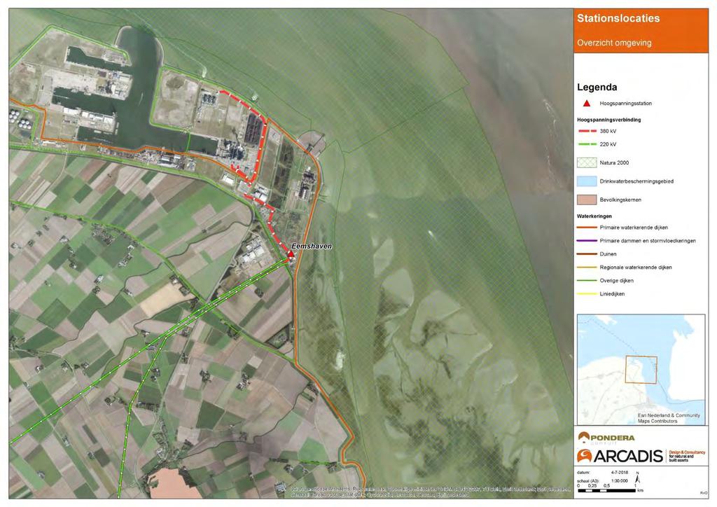 BIJLAGE A BESCHIKBARE RUIMTE STATIONS Eemshaven In de omgeving van station Eemshaven lijkt er op basis van GIS-analyse voldoende beschikbare ruimte aanwezig voor een transformatorstation.