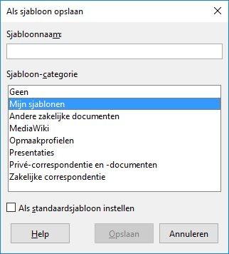 Om een sjabloon van een document te maken en het in Mijn Sjablonen op te slaan: 1.