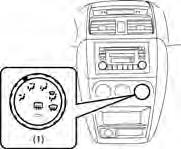 SCHAKELAAR ACHTERRUIT- EN SPIEGELVERWARMING (waar voorzien) Als de achterruit is bevroren hoeft slechts, bij draaiende motor, toets (1) worden ingedrukt om de ruit te ontdooien.