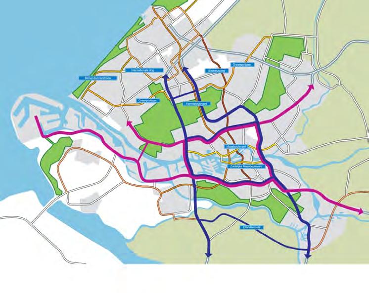 Afbeelding 6: Snelwegen en regionale wegen vormen samen één systeem met ladderstructuren.