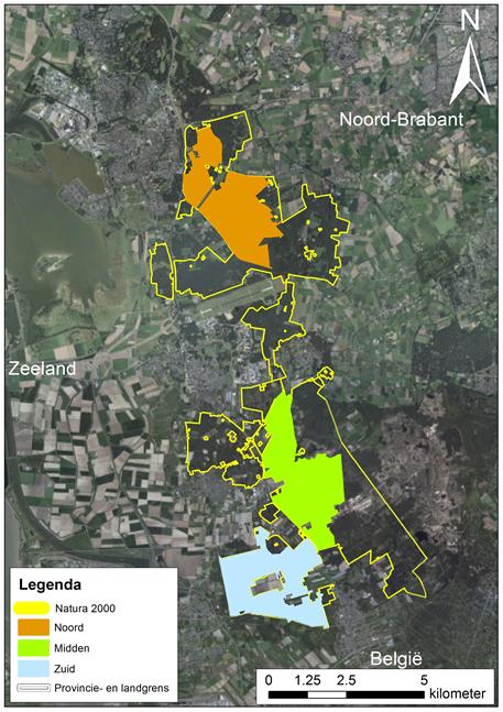 2. Onderzoeksmethode 2.1 Gebiedsbeschrijving 2.1.1 Natura 2000-gebied Brabantse Wal De Brabantse Wal ligt in zuidwest Brabant grofweg tussen het Antwerpse havengebied en Bergen op Zoom.