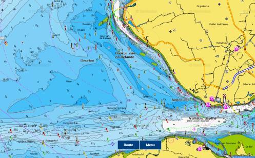 Figuur 5: Westerschelde (bron: Navionics) Het water stroomt rondom de vlakt van Raan (zie Figuur 5), dit is een natuurlijke ondiepte.