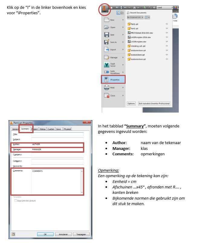 9) Instellen van I-properties Parts (.