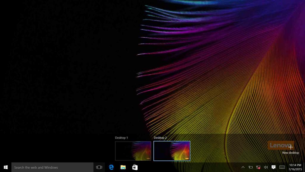 Hoofdstuk 2. Windows 10 gebruiken Selecteer New desktop (Nieuw bureaublad).