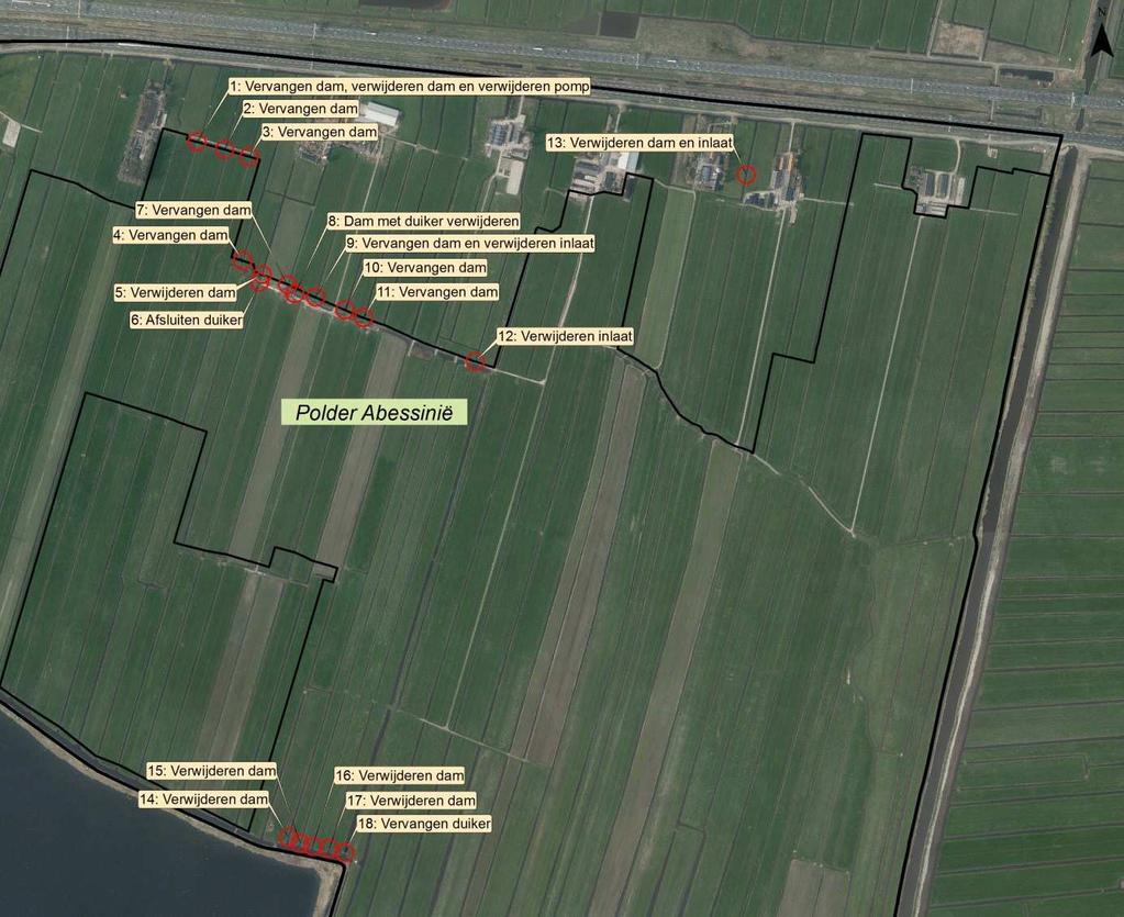 Project: Verbetering peilscheiding polder abessinië (reeuwijk) 7.1 Detailkaarten van de maatregelen Nr. Beschrijving X Y Kunstwerk nr.* Watergang nr.