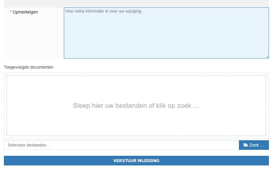 In het vervolgscherm voegt een inwoner een opmerkingen toe aan de wijziging.