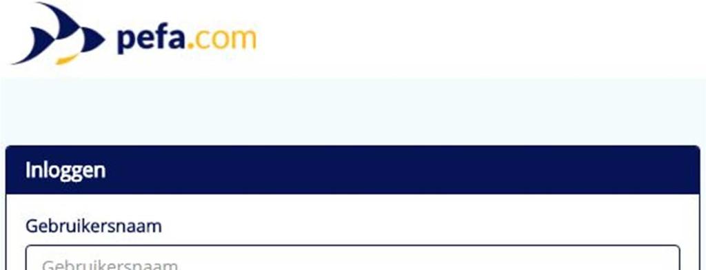1. Inloggen Pefa elog werkt volledig via internet. Om in te loggen gaat u (via Internet Explorer of Google Chrome) naar https://www.pefa.com/ of https://elog.pefa.com en logt u in met de door Pefa verstrekte inloggegevens.