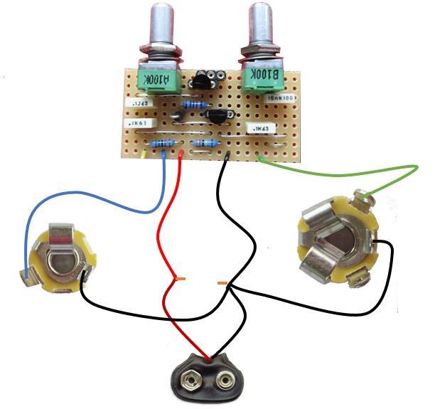 WWW.-ONLINE.NL Tip Mono sleeve Stereo Tip sleeve Voor het testen hebben we de DC Bus, de voetschakelaar en de led niet nodig. Wel hebben we even de batterijclip en de jackbussen nodig.