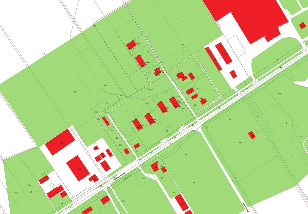 SAB, Arnhem project opdrachtgever + 0 bodemabsorptie bebouwing rijlijn waarneempunt gevel 100 schaal: 1 : 1000 Oldebroek, oude melkfabriek, bouw 3 boerderijen