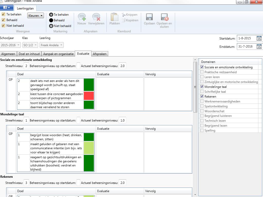 Schermafbeelding 32. Evaluatie van het leerlingplan. 2.4.1.