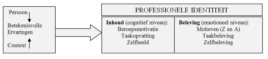 Professionele identiteit (conceptueel model) (Vloet, 2015; gebaseerd op: Hermans &