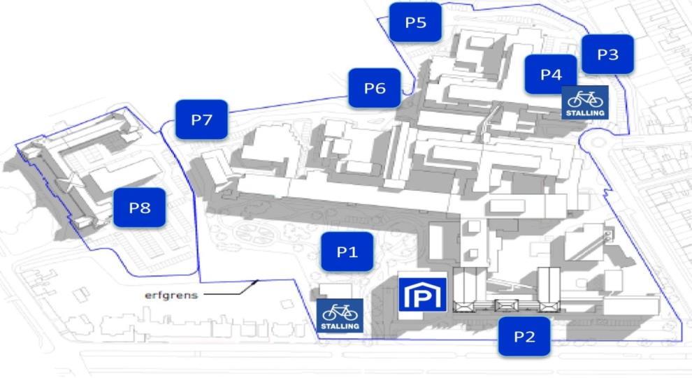 parkeren - pagina 1 van 1 Parkeren Op het terrein van het ziekenhuis zijn momenteel 611 parkeerplaatsen beschikbaar, inclusief de parkeergarage.