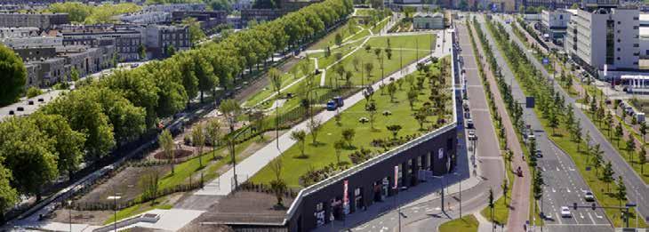 Voor het parkeren geldt: een gebouwde parkeervoorziening wordt geintegreerd in de groene omgeving; parkeren op maaiveld heeft een groene uitstraling, met parkeren tussen lage hagen met bomen.