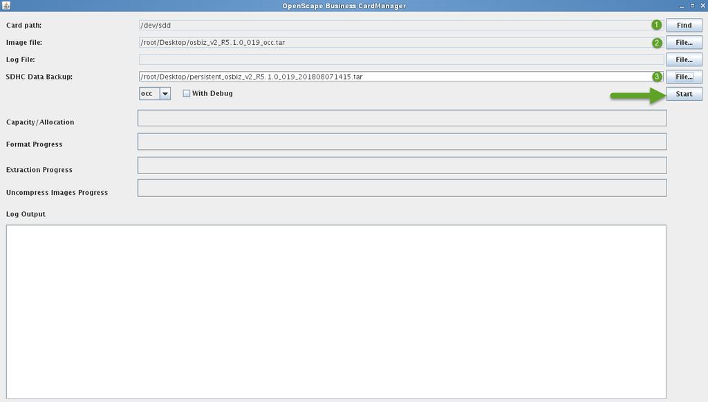 Stappen voor het maken van een volledig functionele SDHC kaart: Start VMPlayer; Kopieer Systeem image, bijv.