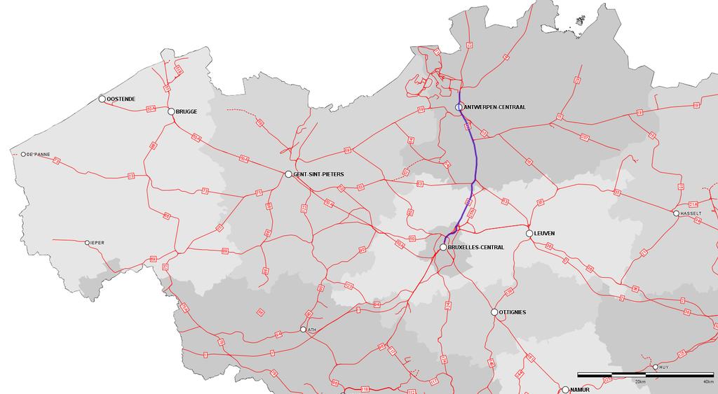 2.2.2. BESCHRIJVING VAN DE INFRASTRUCTUUR EN DE SEININRICHTING 2.2.2.1. DE LIJN Lijn 25 is een lijn met 2 sporen die Brussel-Noord met de vertakking Y Luchtbal (Antwerpen) verbindt.