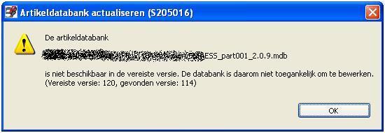 0 artikeldatabank ( <databanknaam> back-up 1.mdb ) en het origineel zal worden geconverteerd naar versie 2.1. De geconverteerde databank is nog wel te gebruiken in een vorige versie (2.0.9) bij artikel- en apparaatselectie.