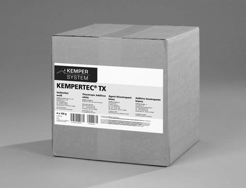 KEMPERTEC TX Cntrlemiddel Tepassing Als Cntrlemiddel (verdikkingsmiddel) vr de KEMPEROL AC en KEMPERDUR TC systemen met een helling van 3-20 %.
