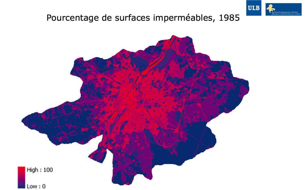 Percentage ondoorlaatbare oppervlakte, 1985 dom Le Problème?