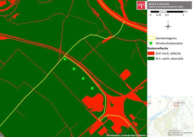 2 Berekening Het geluidsniveau bij omliggende woningen is berekend met een rekenmodel waarin de windturbines als puntbronnen zijn opgenomen.