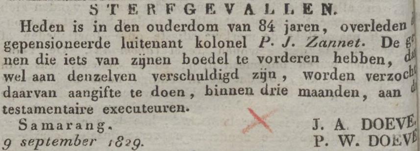 april 1829. Almanak van Nederlandsch-Indië voor 1832, pag.