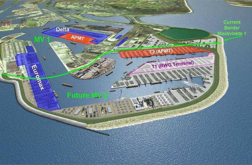 Figuur 1 Diepzeeterminals Maasvlakte 1 en 2 15 4.2 Containervervoer tussen Rotterdamse haven en het achterland 14.