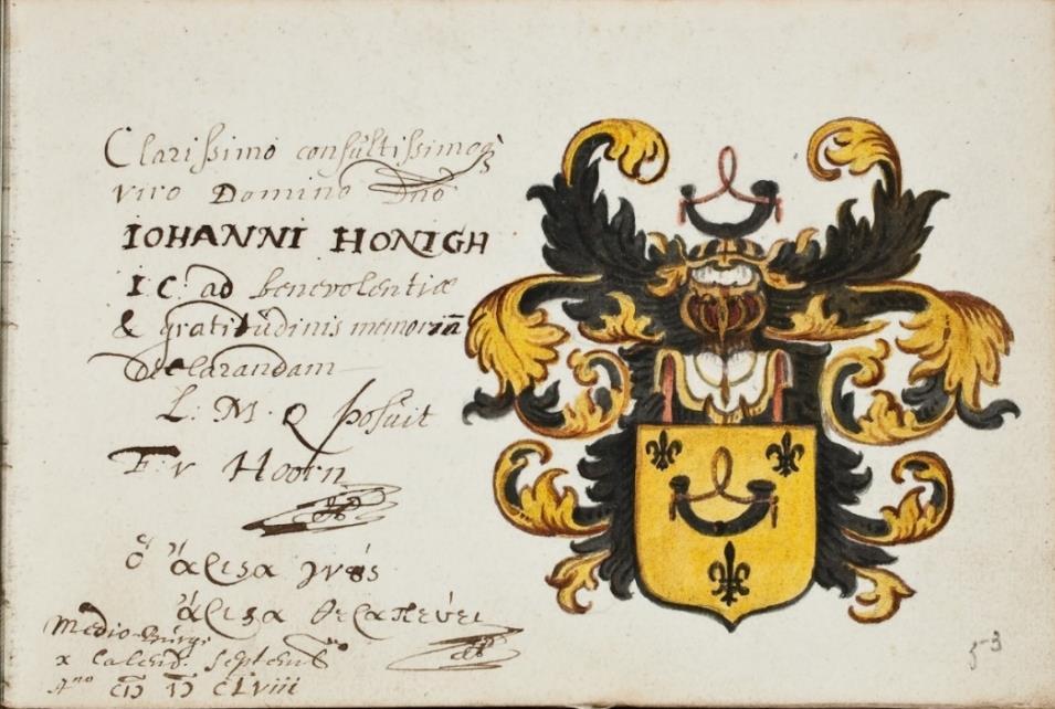 Dekkleden: goud en blauw. P 88 fol 053r Fr. van Hoorn, Middelburg 23 augustus 1658.