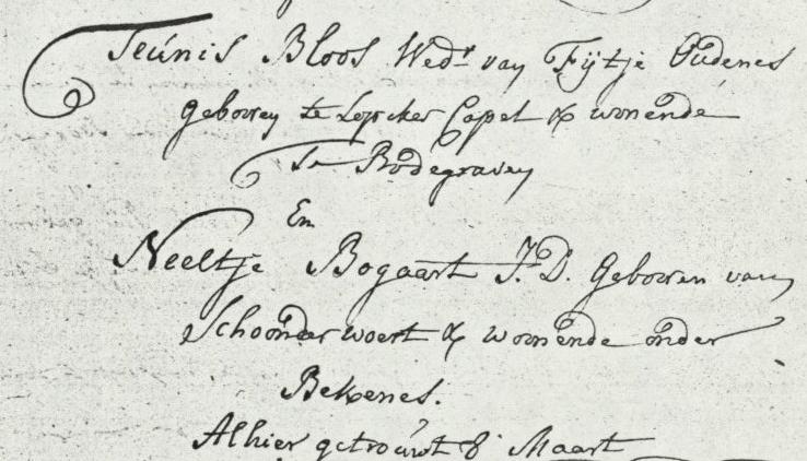12-09-1773: E[odem] D[ato] (kind:) Gerrigje (vader:) Teunis Bloos (moeder:) Neeltje Bogaard (getuige:) Marrigje Bloos.