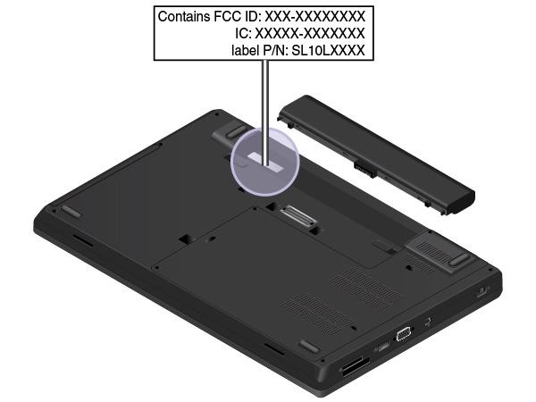 De informatie op dit label verschilt naar gelang van de draadloze modules die bij de computer zijn geleverd: Voor een vooraf geïnstalleerde draadloze module wordt op dit label het feitelijke FCC ID-