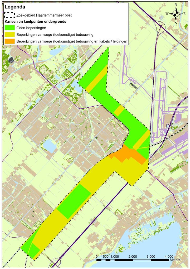 Figuur 5.2: Mogelijkheden voor een ondergrondse hoogspanningsverbinding 5.2.4 Natuur Beschermde gebieden Passage met een bovengrondse lijn van de aanwezige ecologische verbindingszone (EVZ) heeft geen ecologisch effect zolang geen masten in de EVZ worden geplaatst.