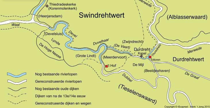 3. Bureauonderzoek Het onderzoek was erop gericht om te onderzoeken of de (middeleeuwse) rivier de Thuredrith (= huidige Voorstraatshaven) vroeger mogelijk doorliep tot in de Zwijndrechtse Waard (als