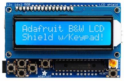 Project 16: Stackable LCD met I 2 C bus (Adafruit met 5 buttons) basic Meestal willen we ook wat schakelaars aansluiten. Dat levert dan toch weer allerlei draden op.