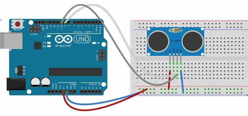 Project 4: Ultrasone afstandsmeting Een ultrasoon sensor meet afstand door een geluidssignaal, een Ping uit te zenden. Die Ping kaatst terug en wordt ontvangen door de sensor.