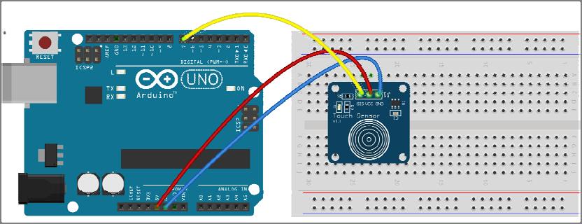 Hier het schematische opbouw van de TT223B en de schematische opbouw. Het werkt dus doordat de aanraking een oscillatorsignaal iets veranderd.