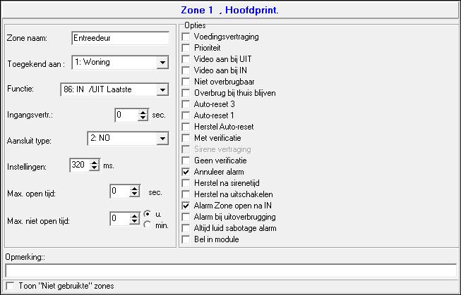 46 Programmeer handleiding SATEL 2. in het "Zones" scherm. 4.3.4 Zone parameters Fig. 5. Voorbeeld van zone instellingen in het DLOADX programma.