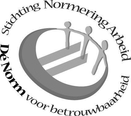 Bijlage 1: Keurmerklogo Het keurmerklogo bestaat uit een afbeelding met daaromheen de tekst : "Stichting Normering Arbeid Dé Norm voor betrouwbaarheid".