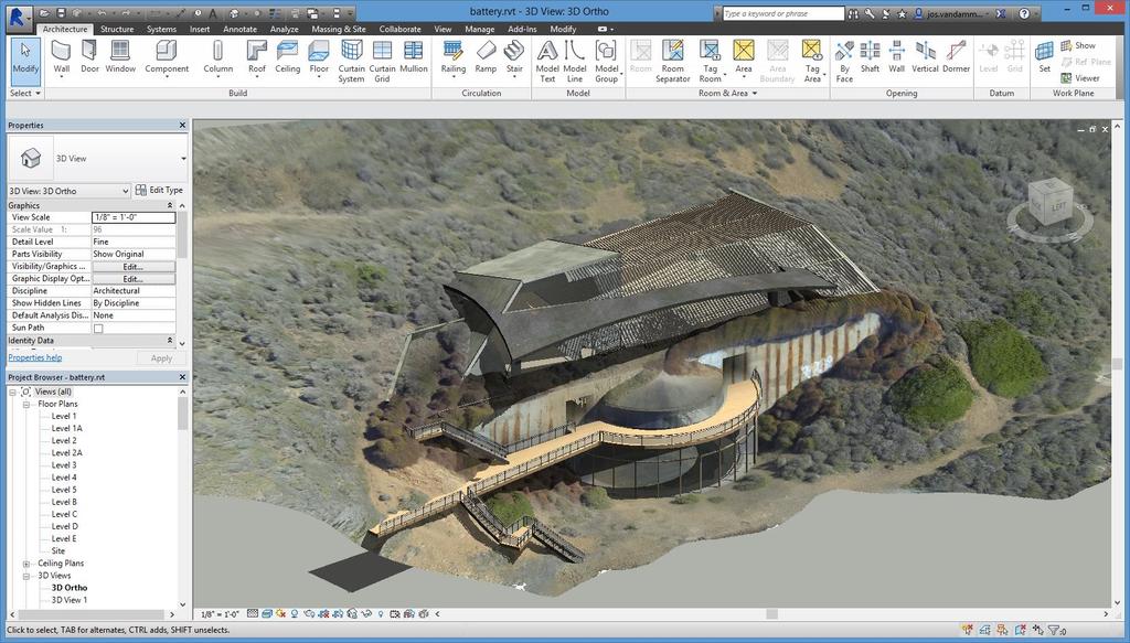 blad 90 Nieuws met Revit & C3A-Extensies release 2019 C3A-Workshops mei/juni 2018 4.8.3 Point Clouds in Revit Revit 2015 kon al aardig overweg met zo n.