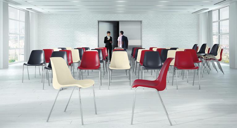 VOUW MEETING PLIP GEO 15 25 echthoekig buisframe Zitting en rug van polypropyleen Dikte dichtgeklapte stoel: minder dan 7 cm Alu frame.