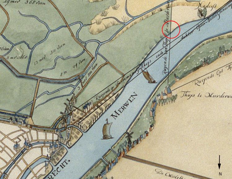 's Gravendeelsedijk 30-70, Dordrecht Ondergronds 103 Op een kaart van Indervelde uit 1592 is te zien dat er (vermoedelijk) ten zuiden van het plangebied een groot huis genaamd Nadorst aanwezig is