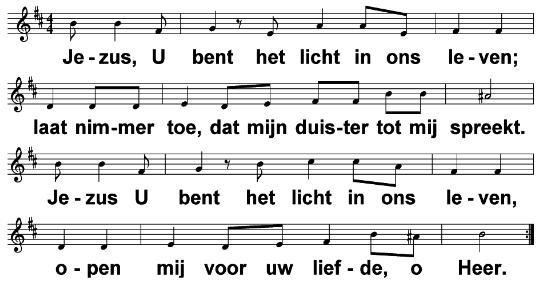 Tijdens de maaltijd zingen we: Lied 9 (Taizé) Lied 681 (vert.