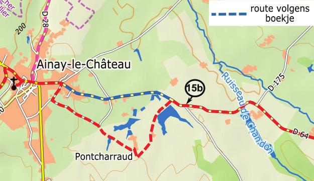 Na km 66.5 vervangen door: Km 68,1 Kruising met de D175 (Le Chandon): rechtdoor. Km 69.
