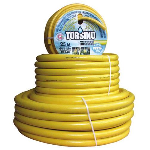 Torsino slang De Torsino is een 4-laags PVC slang No-torsie systeem Geen toxische bestanddelen UV-bestendig Geen algenaangroei Toepassing irrigatiesystemen Materiaal: : PVC Temperatuur : - 20 C tot
