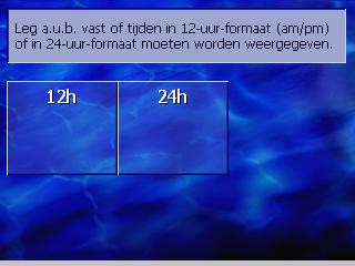 Zomertijd Het venster ZOMERTIJD wordt geopend. Tijdformaat 5. Geef aan of het op dit moment zomertijd is (Ja) of niet (Nee). Het venster TIJDFORMAAT wordt geopend. 6.