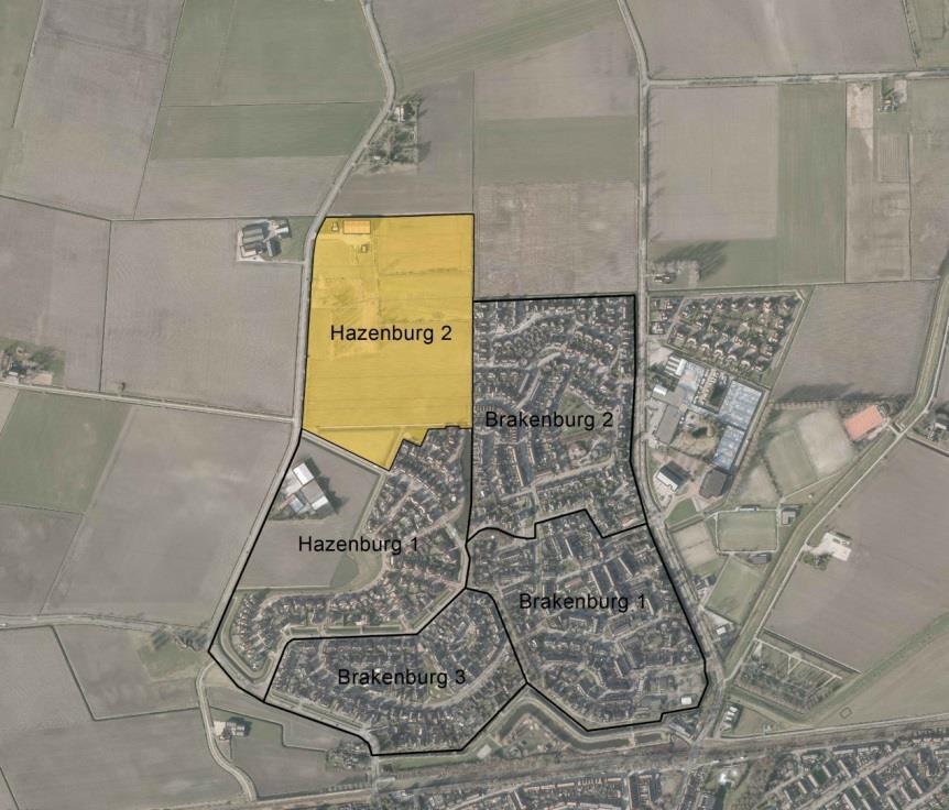 4 PLANBESCHRIJVING Ligging plangebied Het plangebied Hazenburg 2 is in figuur 1, op de overzichtskaart van de gemeente Middelburg, met geel aangegeven.